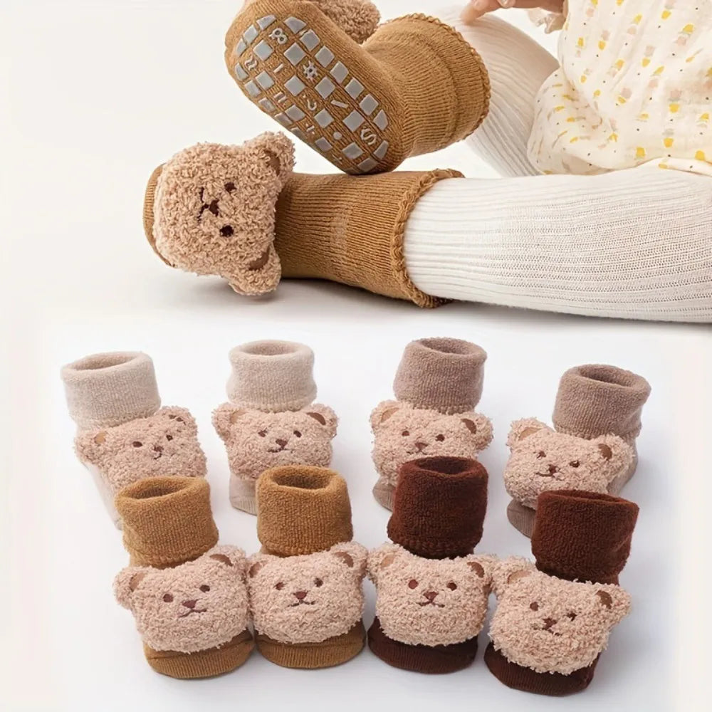 Cute Bear Baby Socks for Boys Girls Winter Soft Cotton Thicken Warm Socks Anti Slip Babies Accessories for Newborn Toddler Socks