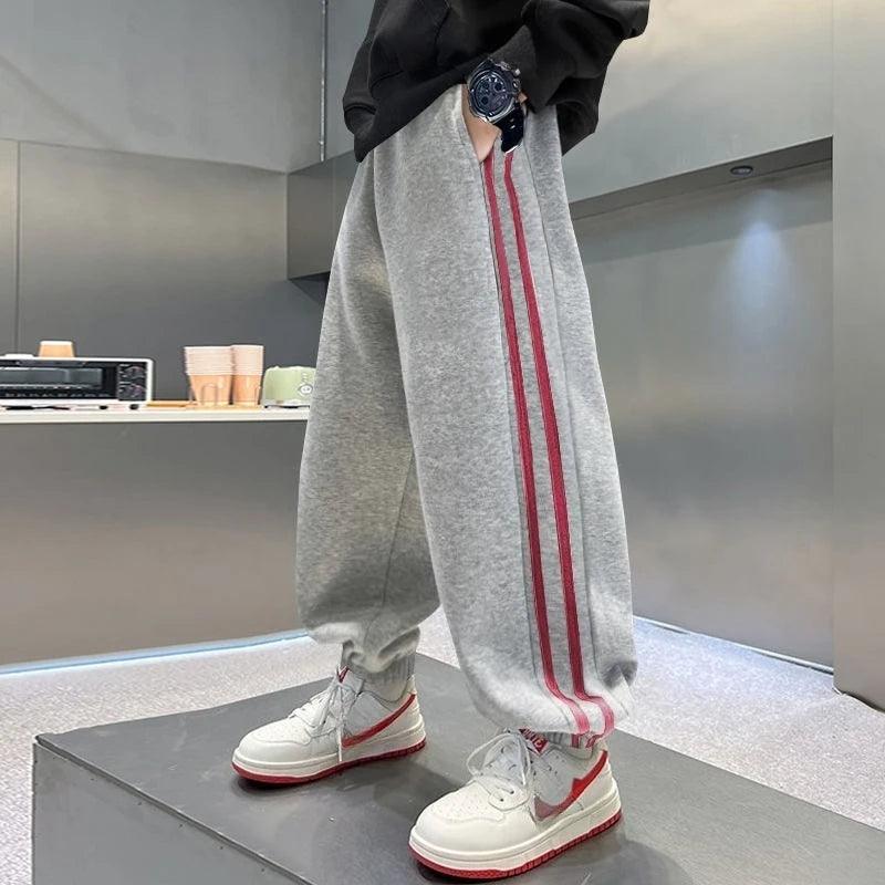 Boys' Cotton Casual Pants Kids Grey Trousers Sweatpants Outdoor Clothes for Children Boys Clothing 10 To 14 Years 2025 New