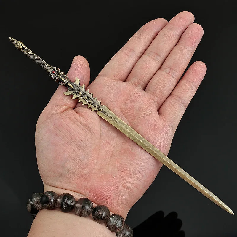 22cm/8.66in Cold Weapons Model Metal Handicraft Ornament Model Chase The Sun Sword Toy Ornament Model Desktop Display Collection