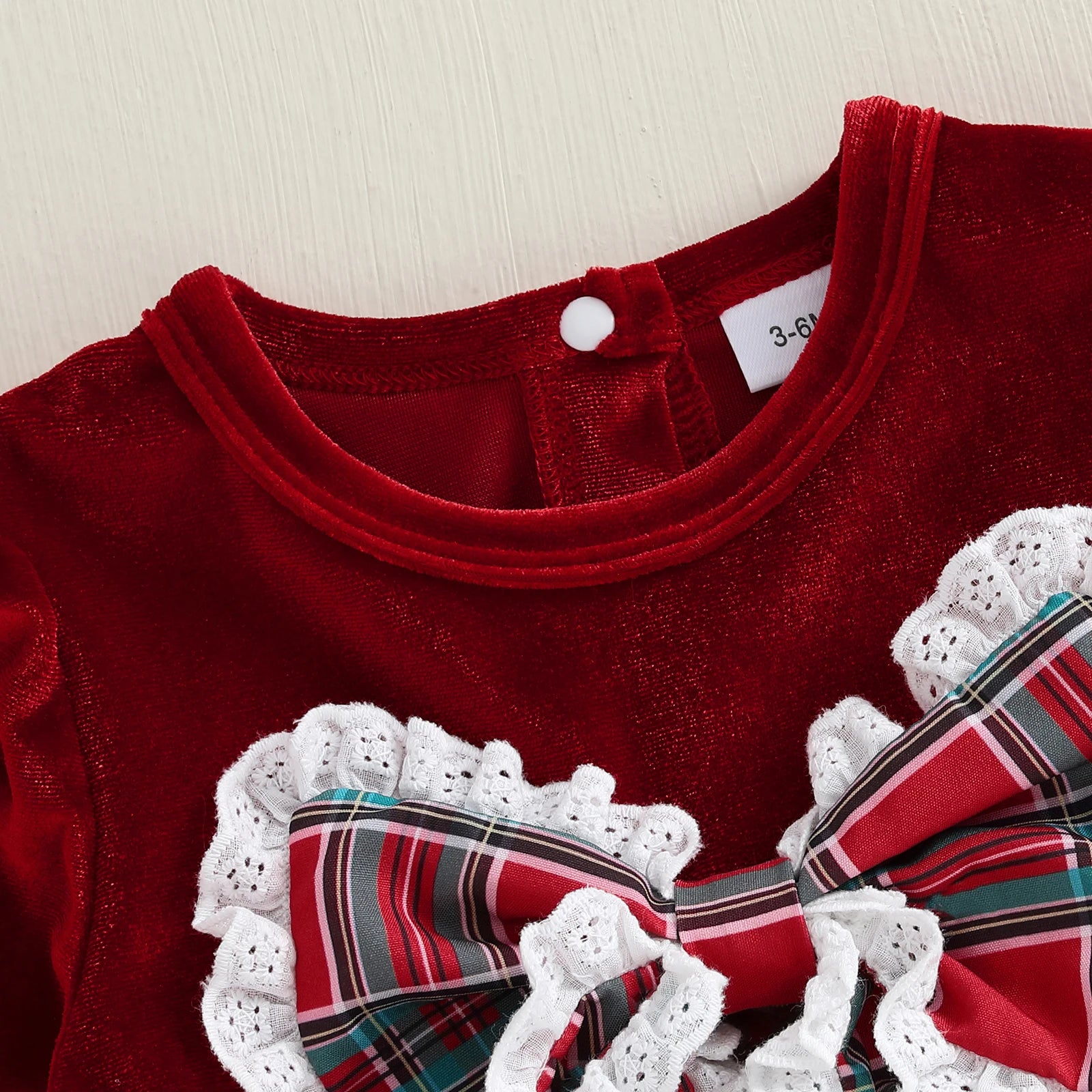 Christmas Infant Baby Girl Velvet Romper Xmas Newborn Coton Loose Decorative Bow Bubble Overall Kids Long Sleeve Jumpsuit