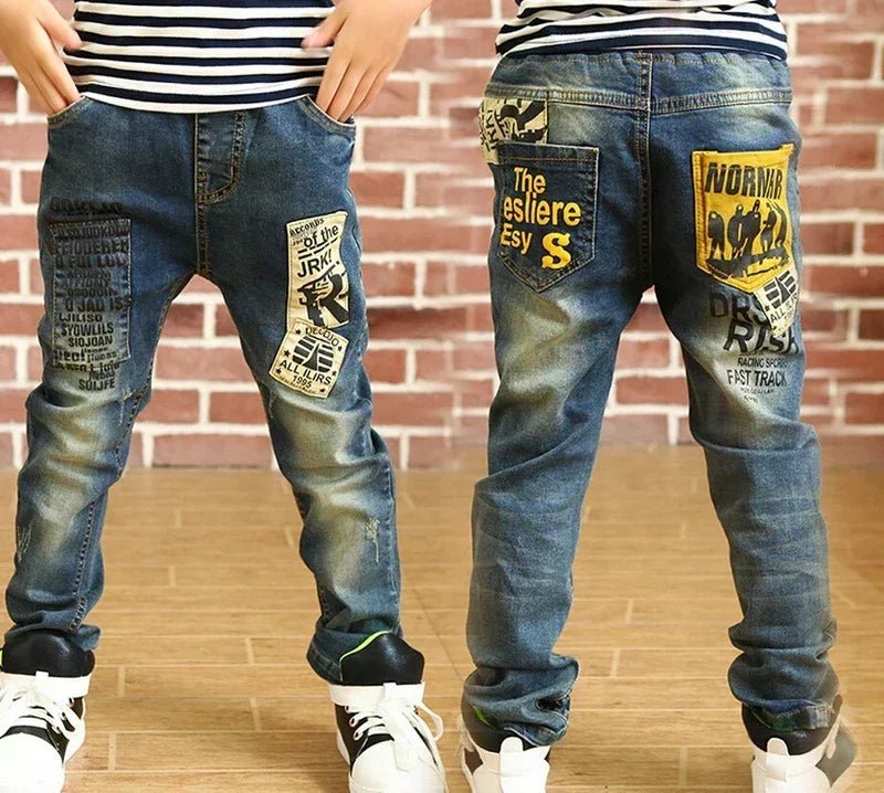 Boy Girls Trousers Skinny Jeans Elastic Waist Pants 4-13 Years Kids Boys Denim Clothing Clothes Sports Bottoms