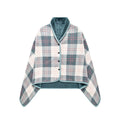 Flannel Wearable Blanket Shawl with Sleeves Comfy Cape Blanket Cover Cloak Sweater Poncho Throw with Buttons for Sofa Vehicle