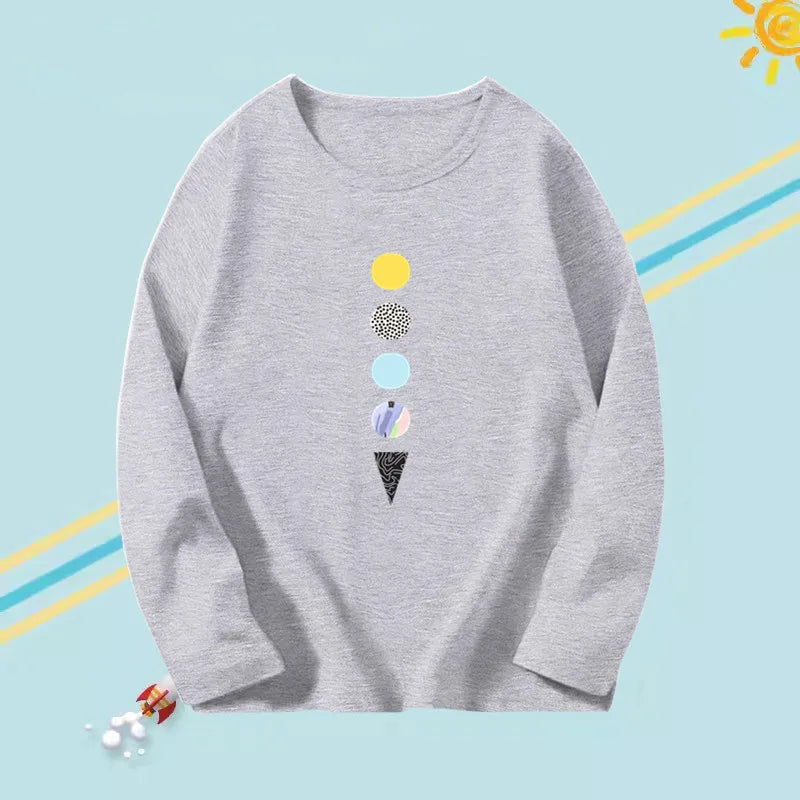 3-14years Boys Funny Astronaut Rope print T-shirt Kids Tops Teens o-neck Long Sleeve Spring Autumn Cool Fashion Clothes