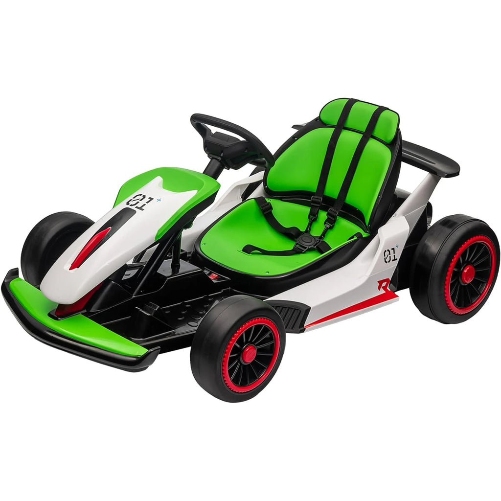 24V 7Ah Outdoor Ride On Toy Go Kart Electric Drift Kart Car 2 * 200W Motor 8.1 MPH, LED Lights, Toy Race Car for Kids 6-12 Years