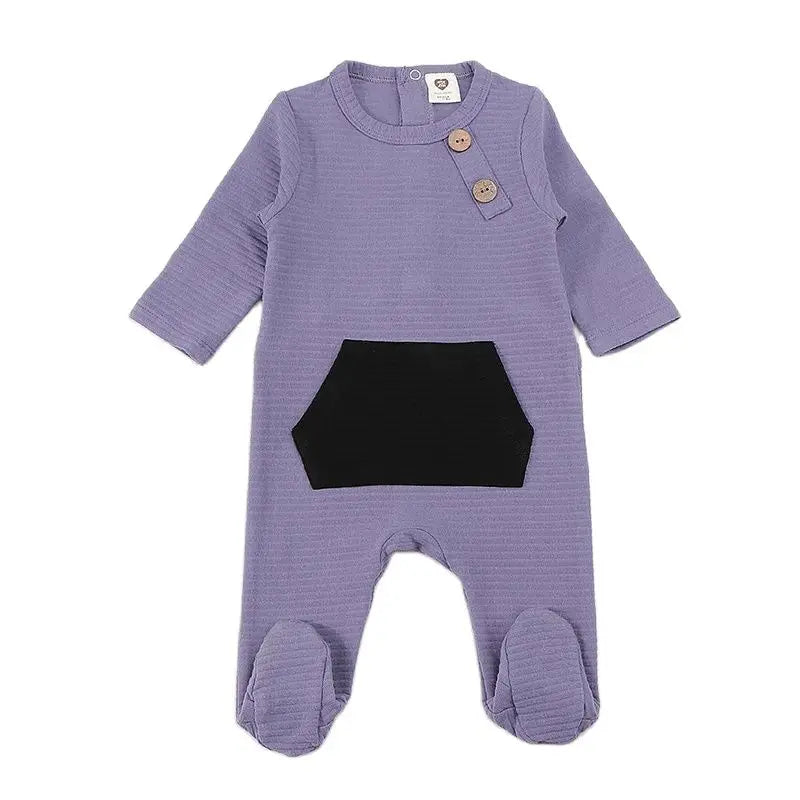 Baby romper elegant outfit winter ribbed pajamas baby overalls contrast pocket boy girls clothes footies baby autumn clothes