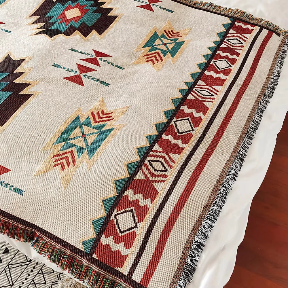 Multi purpose Bohemian themed throw blanket for home decoration and outdoor activities, grid blanket&throw sofa bed sheets, sofa