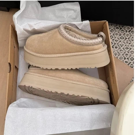 2026 New Classic Ultra Mini Platform Boots Leather Suede Wool Comfort Winter Womens Fur Slippers Size 35-43