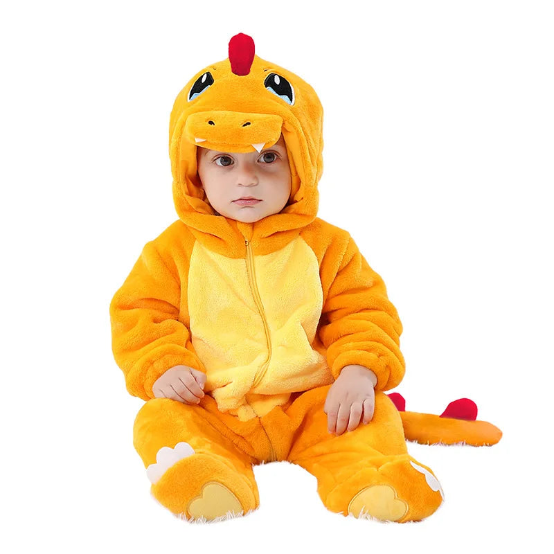 Halloween Kigurumis Fiery Dragon Baby Clothes Romper  Bodysuit Infant Boy Girl Jumpsuit Winter Cosplay Costume Onesie Christmas