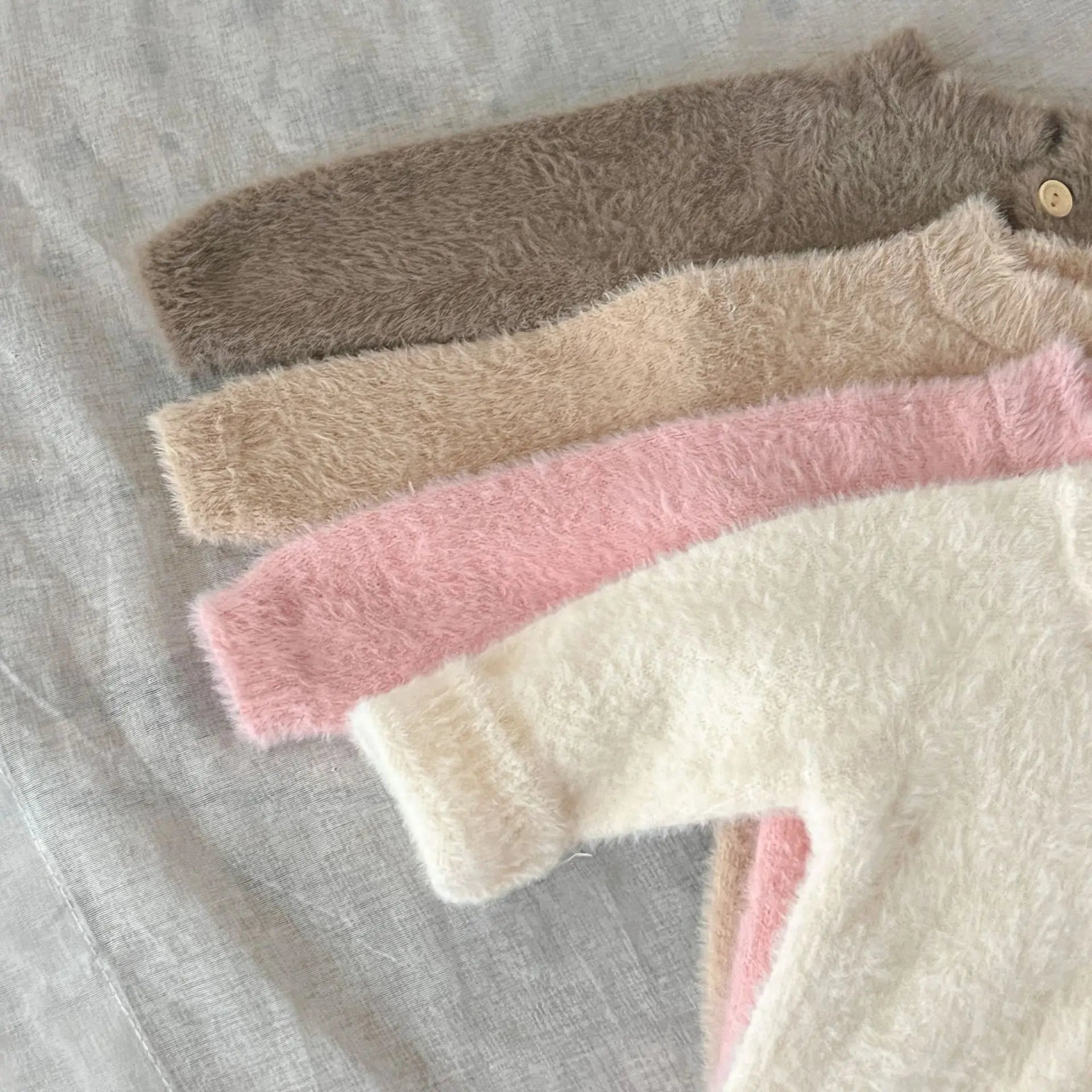 Newborn Baby Winter Jumpsuit Mink Cashmere Cute Bear Ear Hooded Onesie with Hat 0 - 3Y Baby Boys Girls Warm Footed Romper