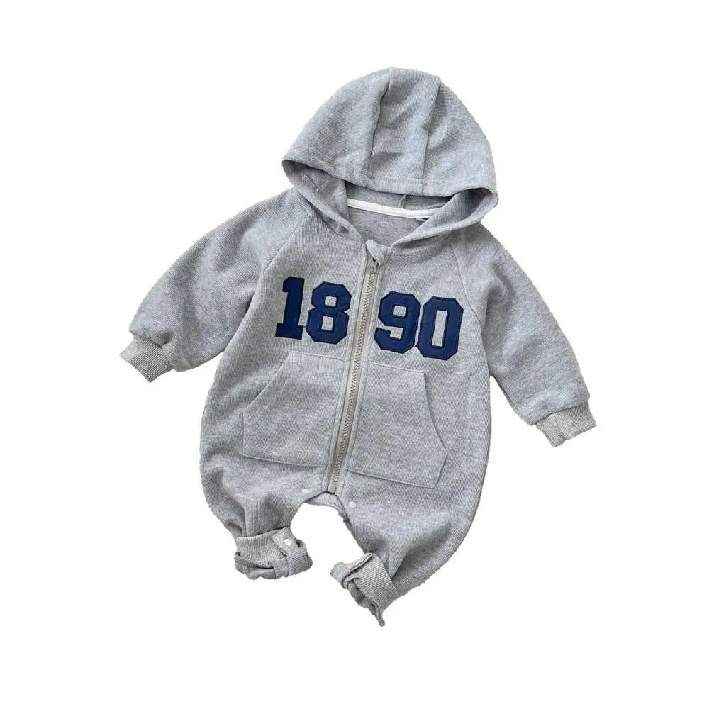 2025 Winter Baby Romper Boys Thick Fur Lined Jumpsuit Warm Fleece Lining Toddler Outfit Infant Boys Clothes 12-24M