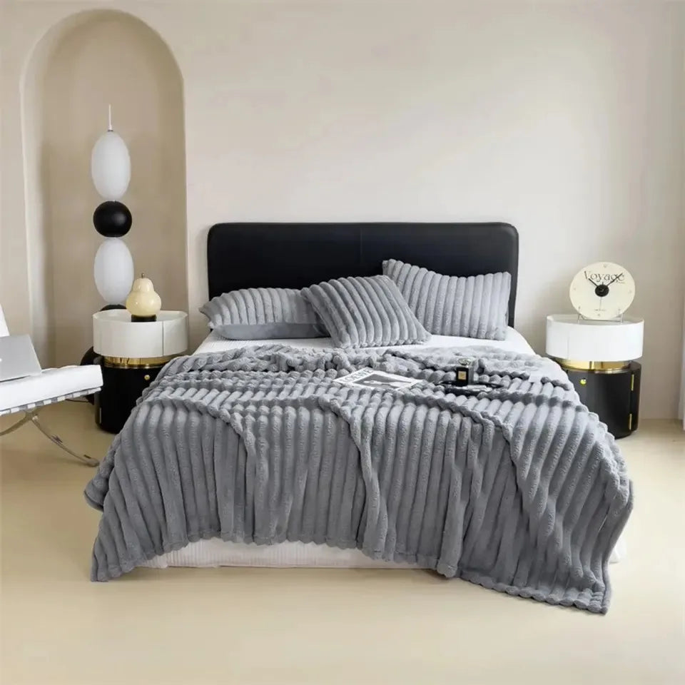Solid Color Thickened Wide Striped Multifunctional Blanket Can Be Used As Bed Sheet Cover Blanket Nap Blanket  Pet Blanket