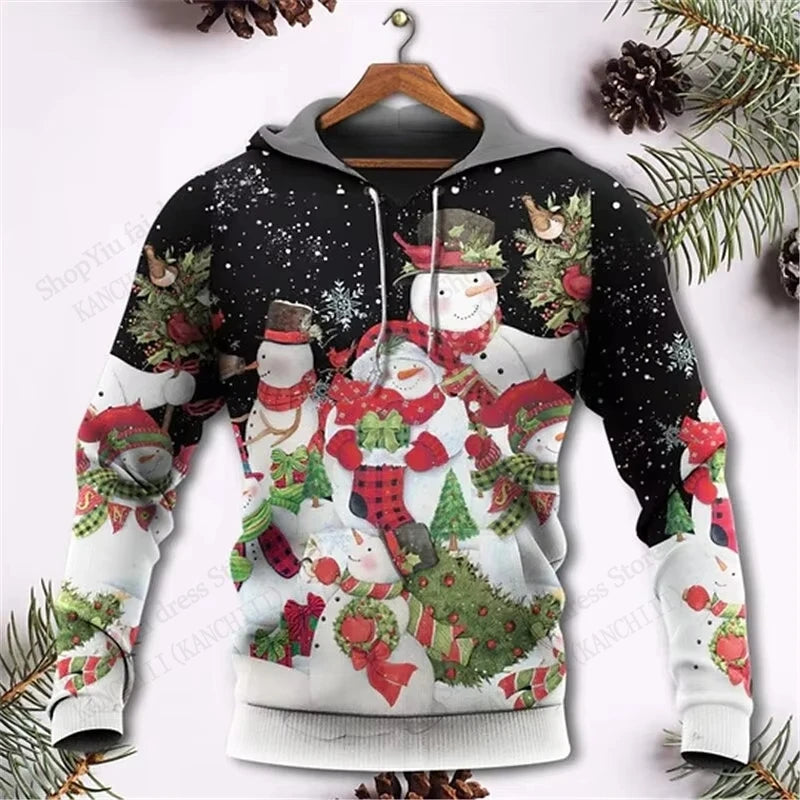 Mens Christmas Hoodie Santa Claus 3d Print Hoodie Men Women Fashion Hoodie Sweatshirt Snowman Tracksuit Men clothing Winter Fall