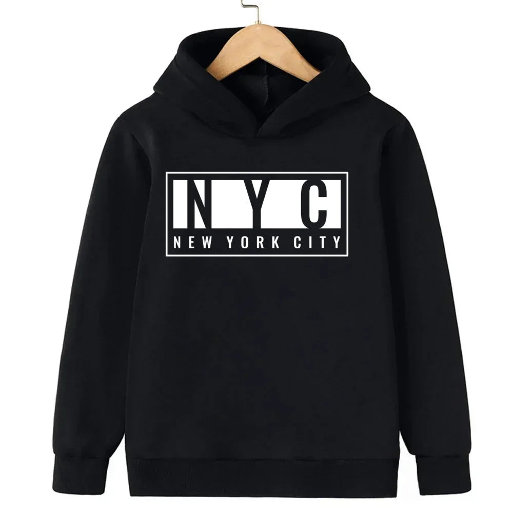 New York Boys and Girls Hoodies Autumn/Winter Hoodies Long Sleeves Classic Casual Minimalist Jackets Children's Letter Hoodies
