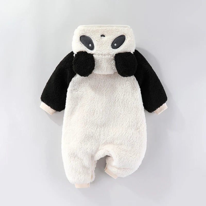 Soft Newborn Baby Jumpsuit Flannel Autumn Winter Boys Girls Clothes Cartoon Newborn Bodysuit Coat Warm Rompers for Babies 0-18M