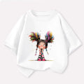 Thinking Girl T-shirt for Girls Cotton Kids TShirt Cartoon Children Casual Clothes Teen Baby Girl Casual Y2K Tops 6 8 10 12 Year