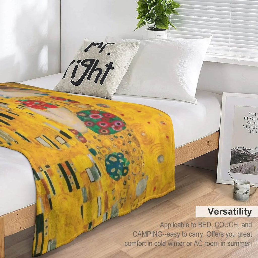 Gustav Klimt | The Kiss Throw Blanket Soft Bed Blankets Luxury St Blanket