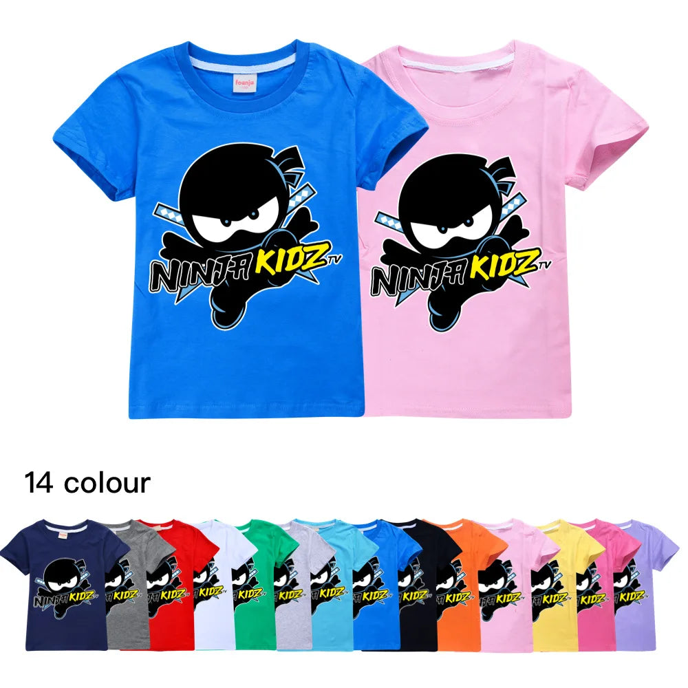 NINJA KIDZ Kids Clothes Summer Boys Fashion Short Sleeve T-Shirt Boys Graphic Tee Baby Girls Tops Children Pullover Hot Selling