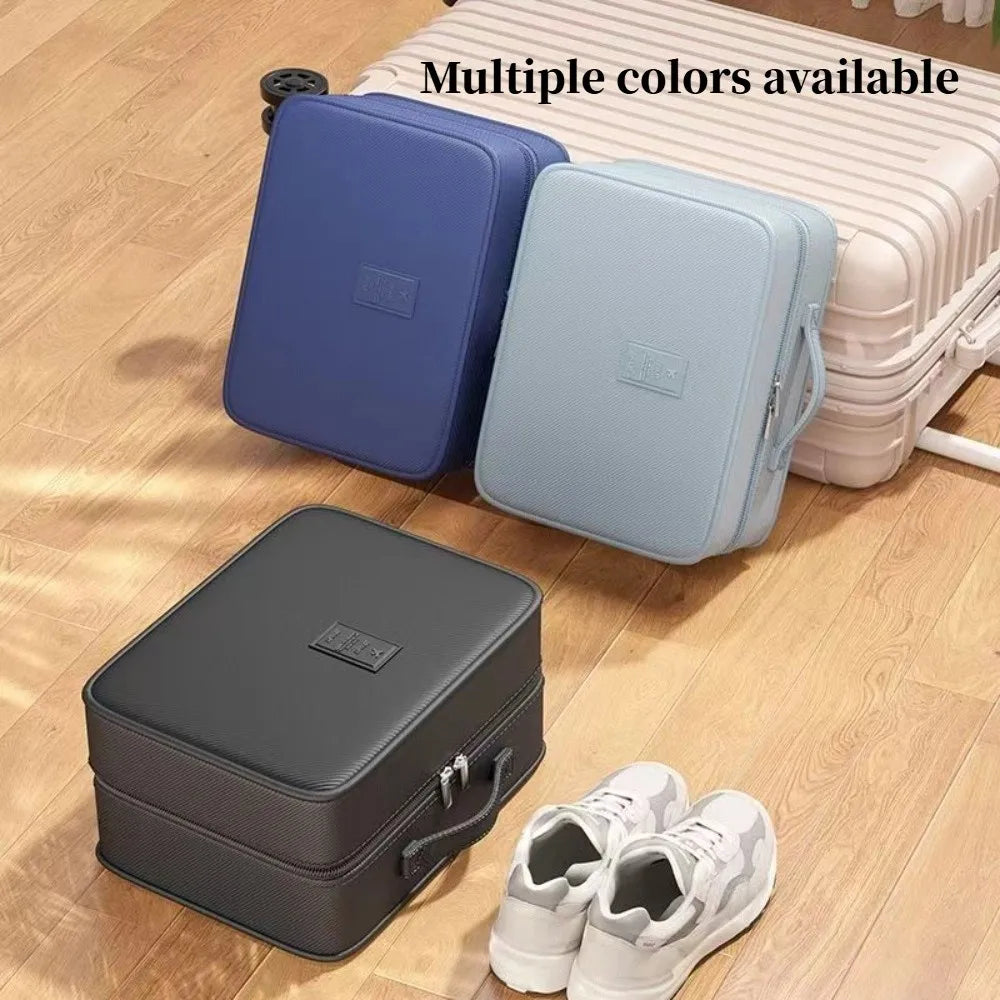 Upgraded Multi-layer Travel Shoe Bag Zipper Waterproof Sneakers Storage Bag Portable Sturdy Storage Box Store 4 Pairs of Shoes