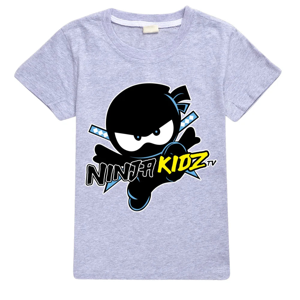 NINJA KIDZ Kids Clothes Summer Boys Fashion Short Sleeve T-Shirt Boys Graphic Tee Baby Girls Tops Children Pullover Hot Selling