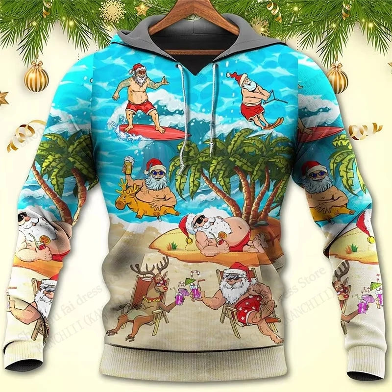 Mens Christmas Hoodie Santa Claus 3d Print Hoodie Men Women Fashion Hoodie Sweatshirt Snowman Tracksuit Men clothing Winter Fall