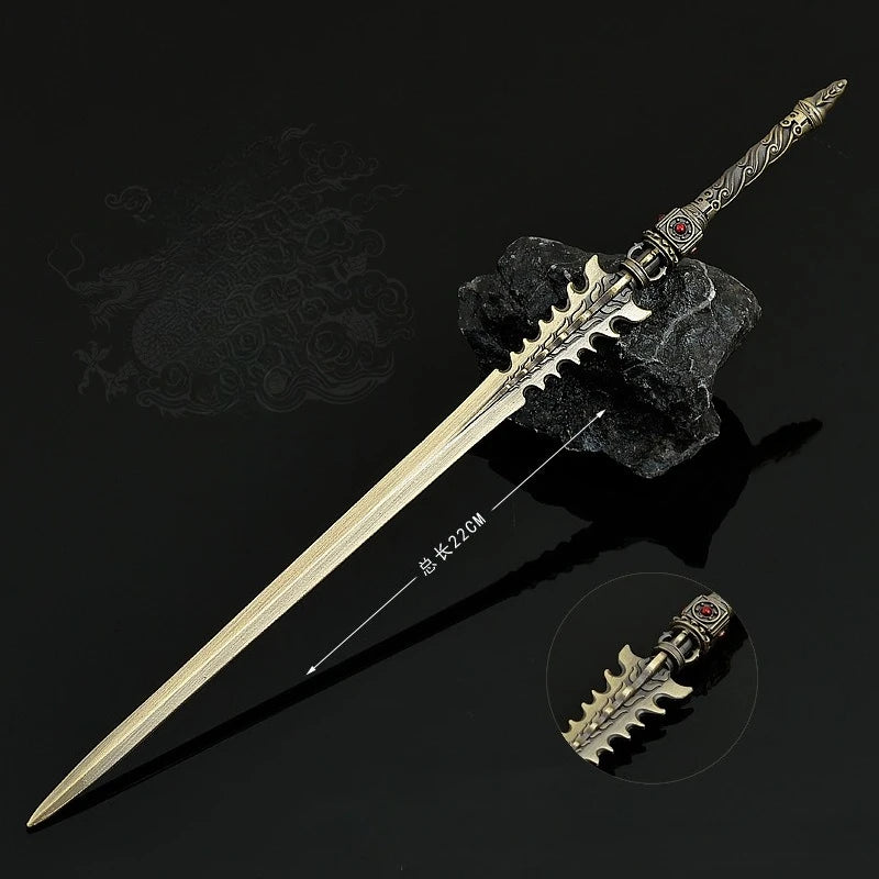 22cm/8.66in Cold Weapons Model Metal Handicraft Ornament Model Chase The Sun Sword Toy Ornament Model Desktop Display Collection