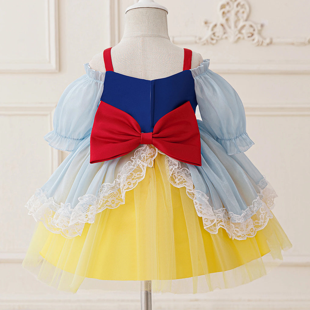 Baby Snow White Princess Girls Dress Carnival Halloween Christmas Costume Bow Birthday Party Prom Girl Dress Wedding Kids Clothe
