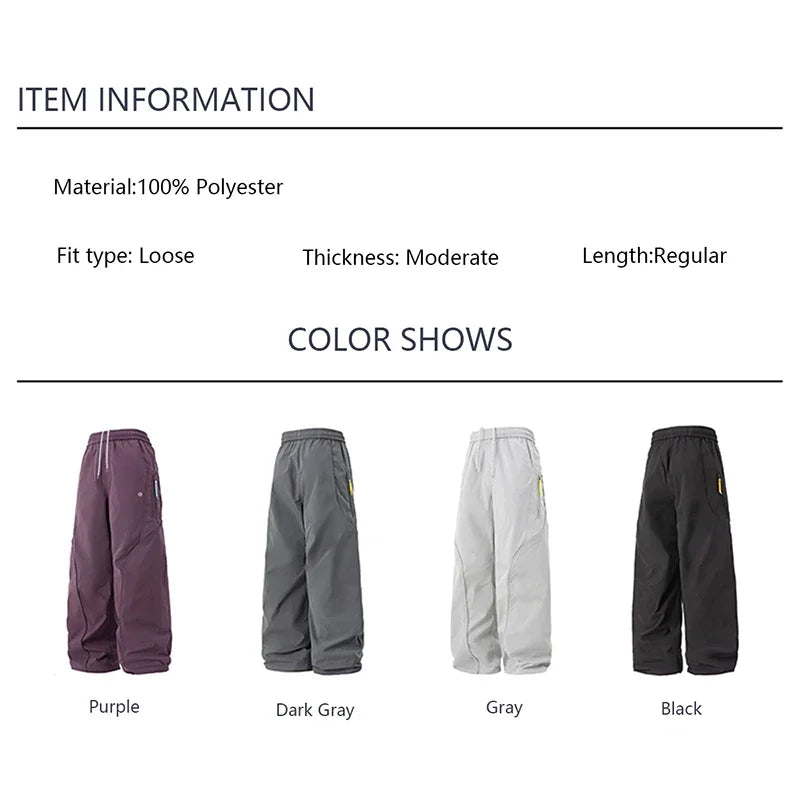 TFETTERS Men's Casual Pants Spring and Autumn Outdoor Straight Sports Pants Drawstring Elastic Waist Pocket Zipper Cycling Pants
