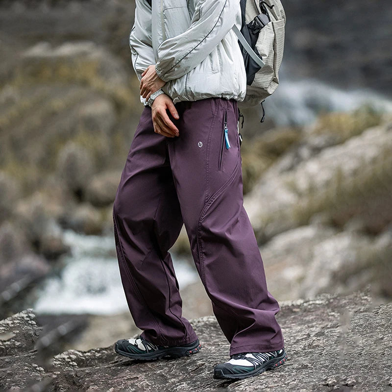 TFETTERS Men's Casual Pants Spring and Autumn Outdoor Straight Sports Pants Drawstring Elastic Waist Pocket Zipper Cycling Pants