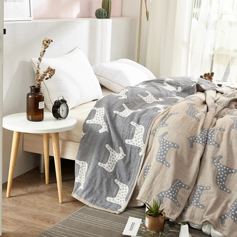 Summer Blankets 4 Layers Muslin Cotton Bedspread Blanket 150x200cm 200x230cm Soft Office Home Bedding Sleeping Quilt Blanket 이불