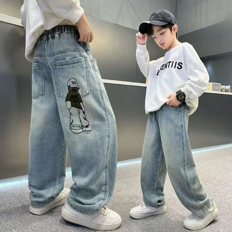 2025 Spring Autumn Fashion Boys Denim Pants Children Trousers Casual Kids Jeans Pants for 4-14 Years Teenager Boys Clothing