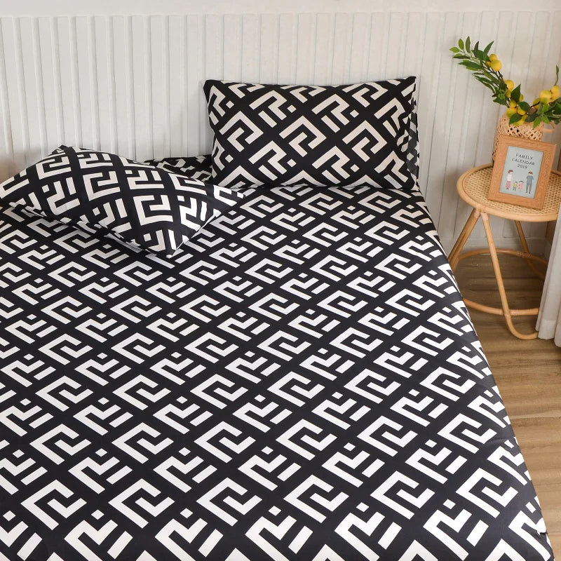 Simple Style Bedsheet Breathable Bed Cover Fitted Sheet with Elastic Band Mattress Protector Home Bed Linen (No Pillowcase)