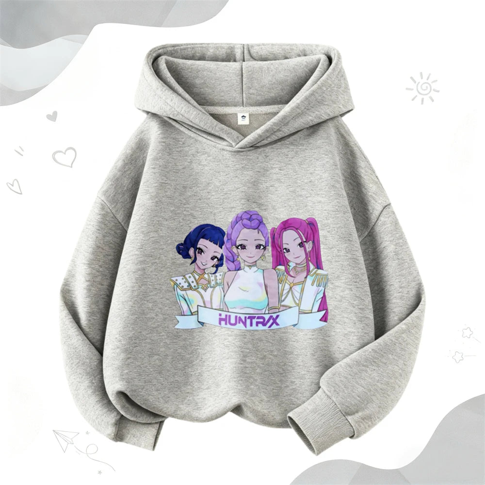 Cartoon Hooded Tops For Girls Child New Fashion Casual Clothing Lovely Simple Hoodies Long Sleeve Popular Spring Autumn Wear