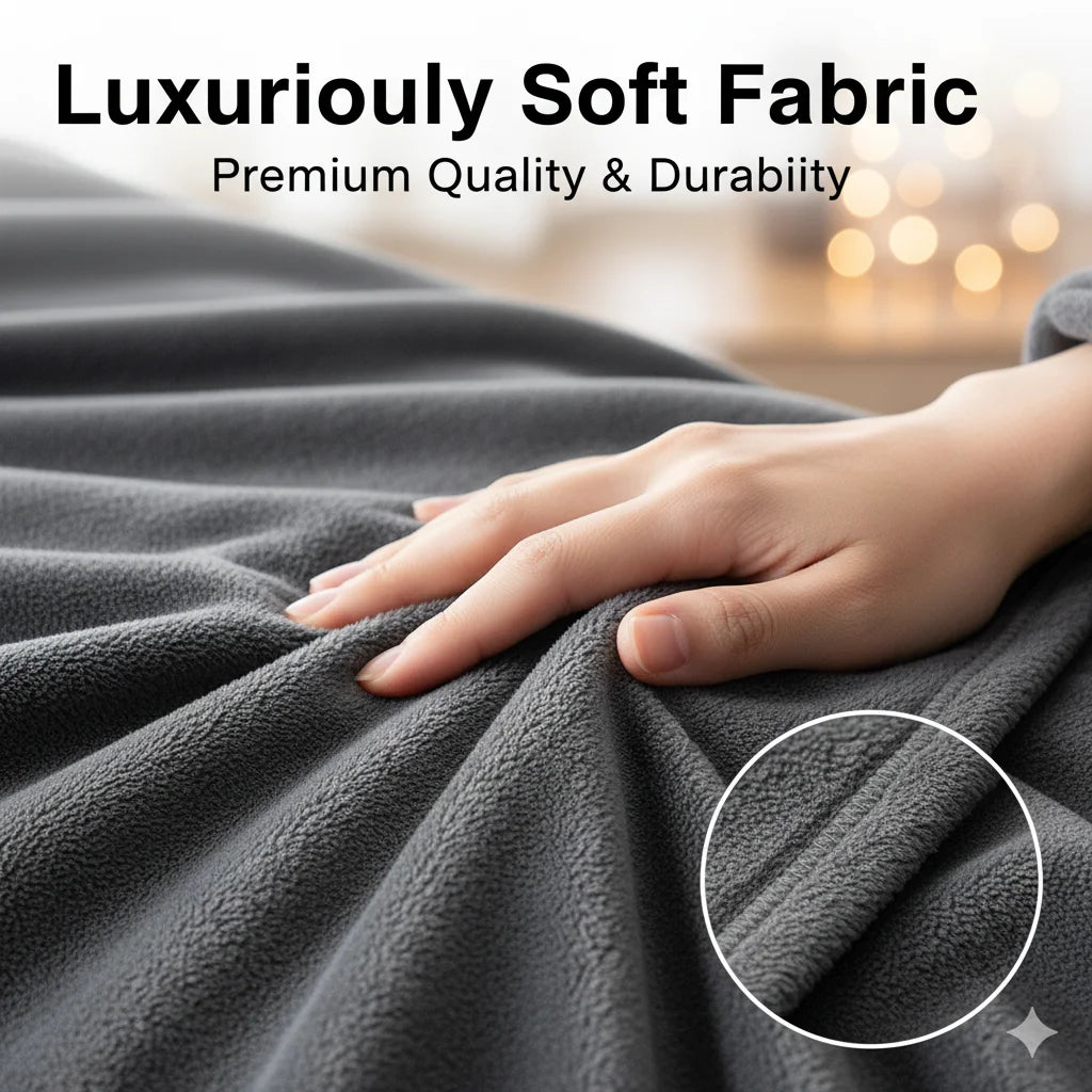 Wearable Flannel Blanket With Sleeves Large Pocket Soft Anti Static Lazy Blanket Home Reading TV Office Winter Warm Cover