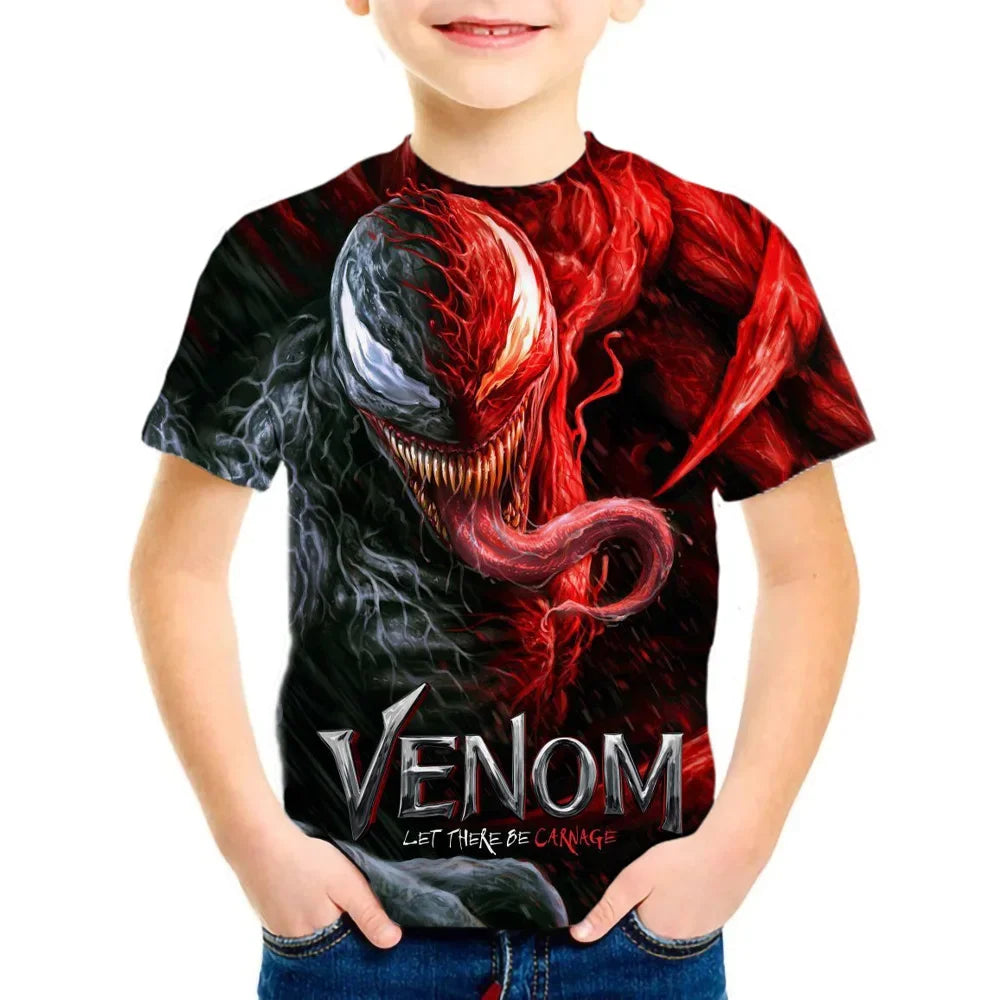 4-14 Years Kids Boys Venom Short Sleeve 3D T-shirts Tops Clothes Baby Boys Print Tees Children Clothing Kids Cartoon Outfit