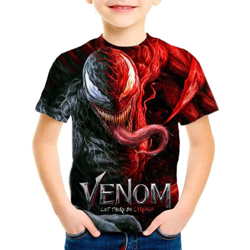 4-14 Years Kids Boys Venom Short Sleeve 3D T-shirts Tops Clothes Baby Boys Print Tees Children Clothing Kids Cartoon Outfit