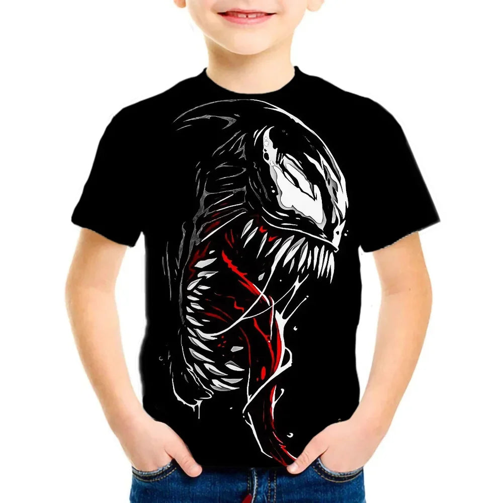 4-14 Years Kids Boys Venom Short Sleeve 3D T-shirts Tops Clothes Baby Boys Print Tees Children Clothing Kids Cartoon Outfit