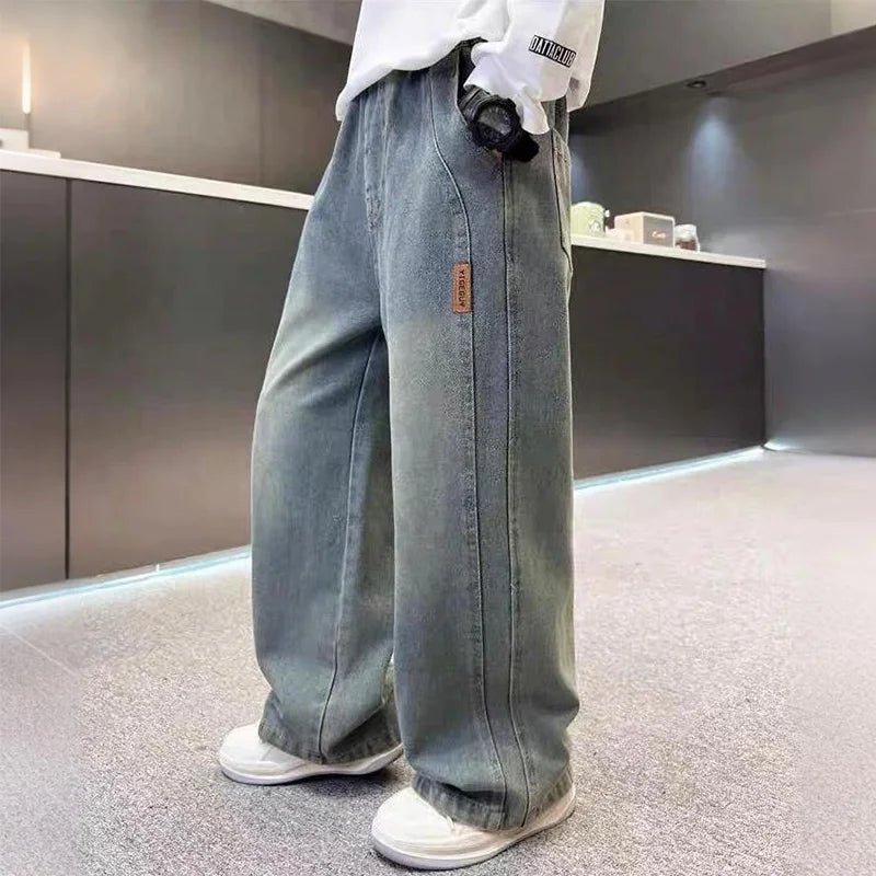 Boys' jeans, handsome and versatile, children's pants, casual boys' pants, street style fashion, spring and autumn seasons