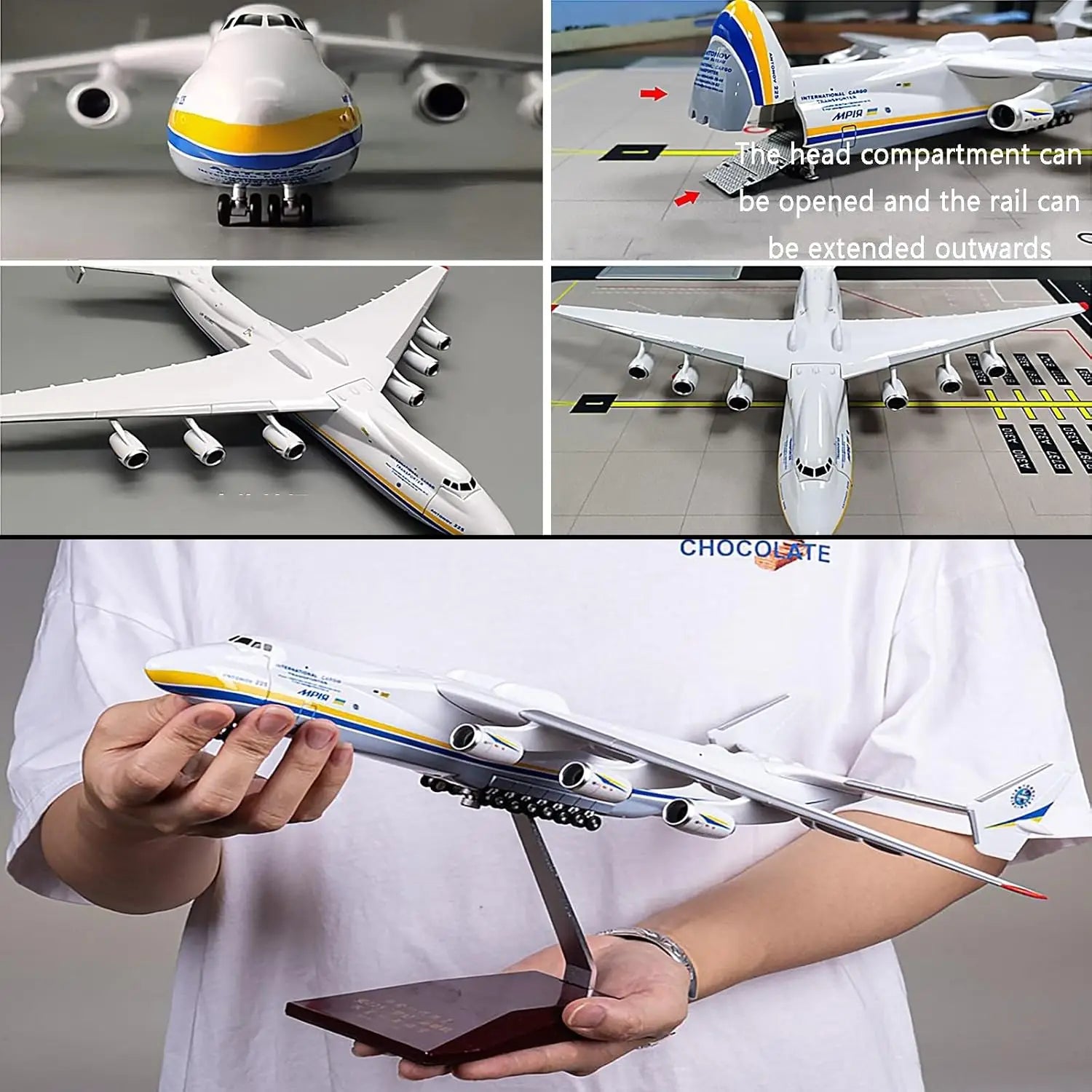 1/200 Scale Model 42CM Antonov AN-225 Mriya Transport Aircraft Souvenir Airplane Resin Simulation Replica Enthusiast Display