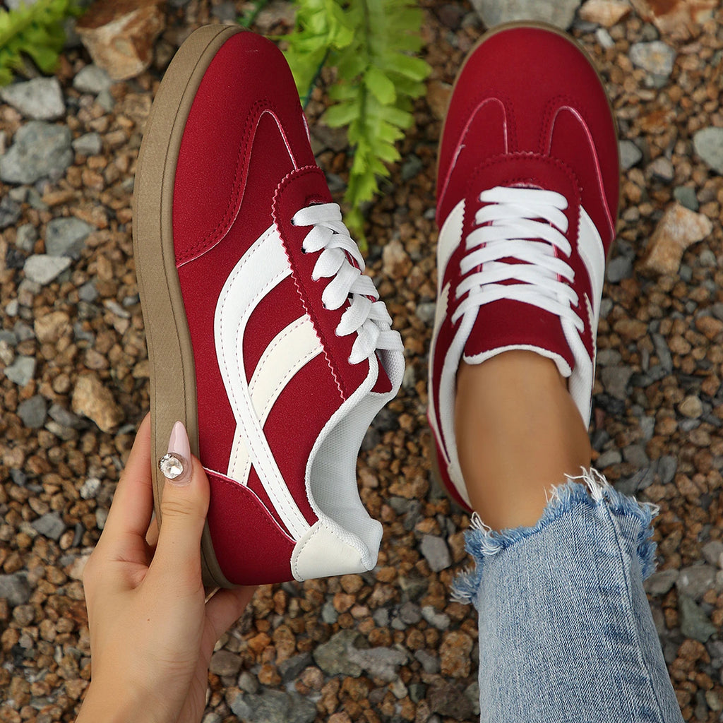 Women's 2025 Fashion Casual Sneakers Comfortable Lace Up Flat Shoes Tennis Shoes Zapatillas De Muje 35-43