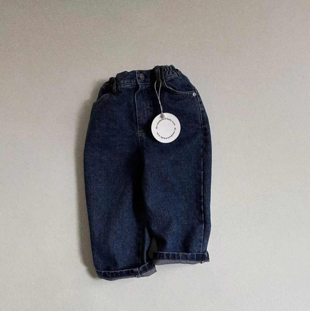 2025 Spring New Baby Loose Denim Trousers Infant Girl Solid Casual Pants Toddler Boy Fashion Versatile Jeans Kids Clothes