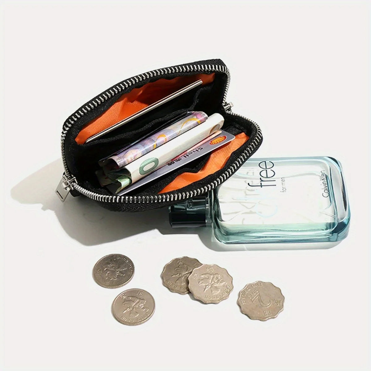 Slim-style waterproof nylon small wallet, multi-functional card holder, keychain, women's coin purse