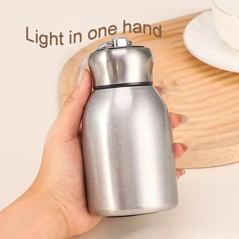 New High-value Mini Chubby Big Belly Cup 304 Stainless Steel Vacuum Thermos Cup Portable Carrying Ring Accompanying Cup