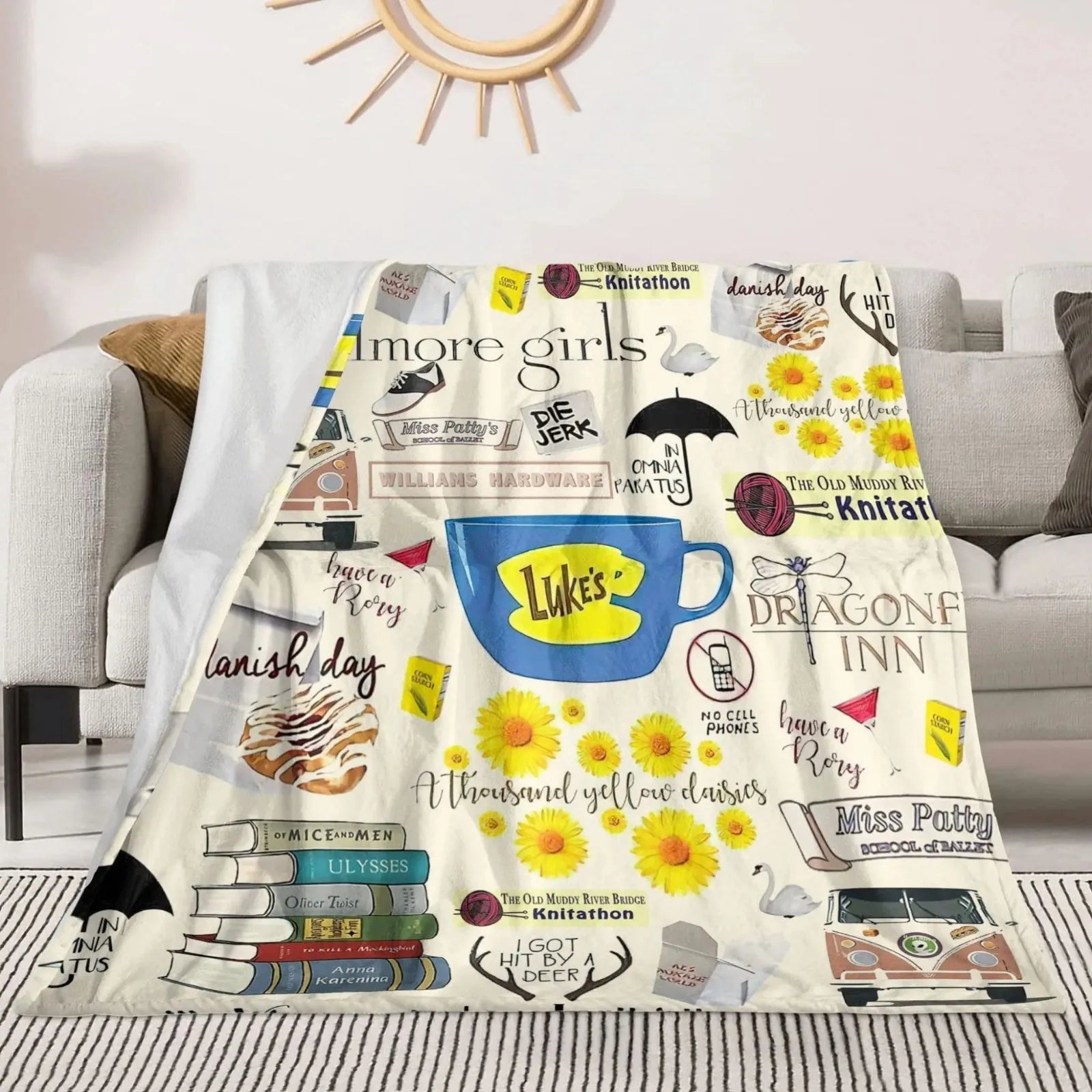 Flannel Digital Printed Blanket Bed Blanket Small Cover Blanket Soft And Comfortable Single-Sided Printing, Bed Sofa Blanket