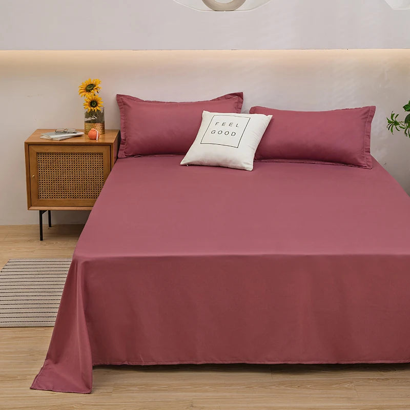 One-piece Bed Sheets (pillowcases Not Included) Washed White Navy Pink Grey Blue Hotel Bed Sheets Single and Double Home Use
