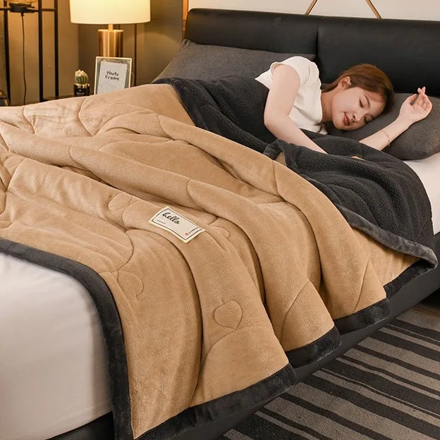 Wool Throw Blanket Keep Warm Winter Bed Blankets Camping Double Bed Cover Bedspread on The Bed  Soft Breathable Cozy Cover Solid