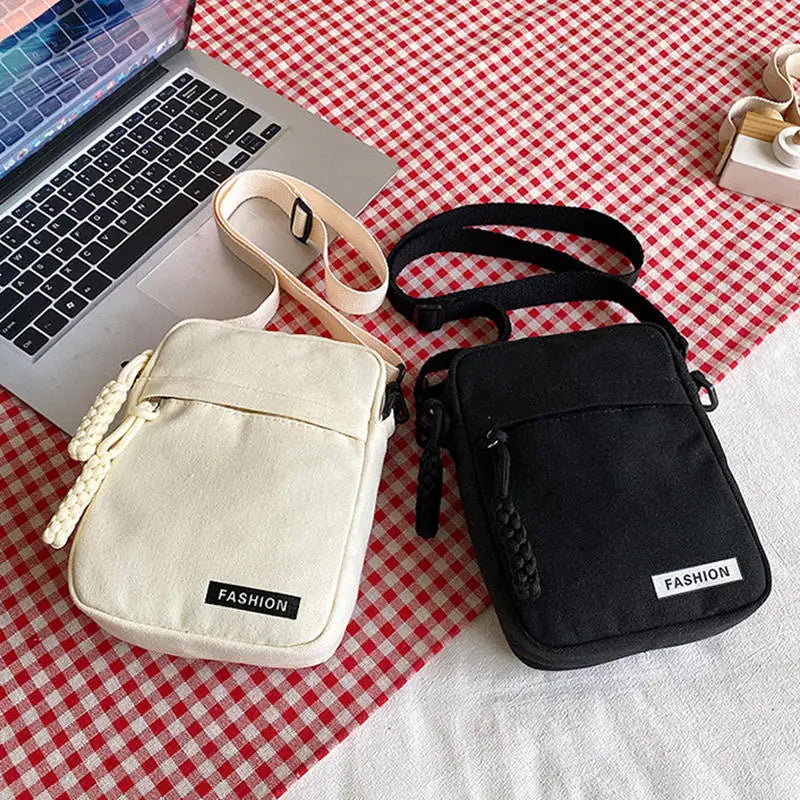 Mini Canvas Phone Bag Fashionable Lightweight Vertical Style Crossbody Women's Versatile Shoulder Bag Daily Small Square Bags