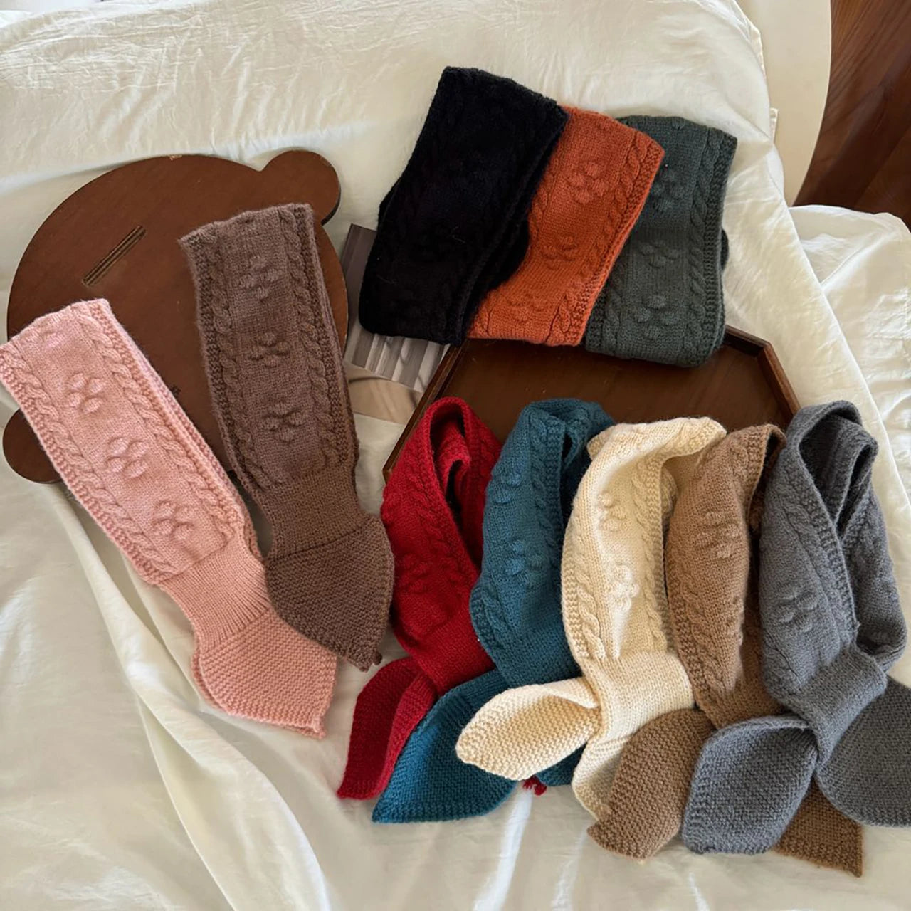 Solid Color Woolen Knit Scarf for Children Cross Neckerchief Fashion Kids Scarves Boy Girl Winter Warm Neck Covers Baby Scarves