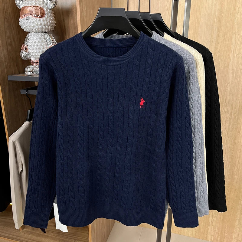 Luxury pony embroidery designer brand sweater men's new fashion unique jacquard comfort Paul casual knitted round neck pullover