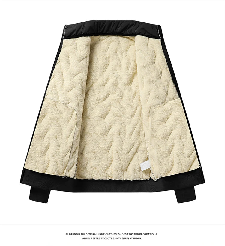 Men's autumn and winter sports suit stand collar casual open top jacket outdoor thick warm cotton jacket and pants two-piece set