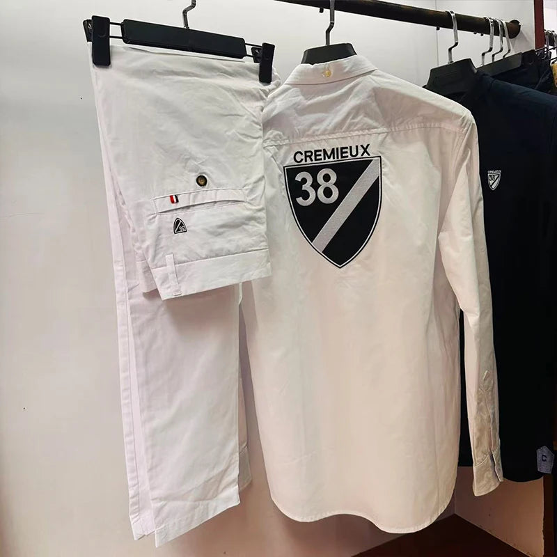 Cremieux Four Season Tracksuit Chemise for Homme  Men Shirt Setting Two PCS Full Pants   Fashion Casual 100%Cotton Del France